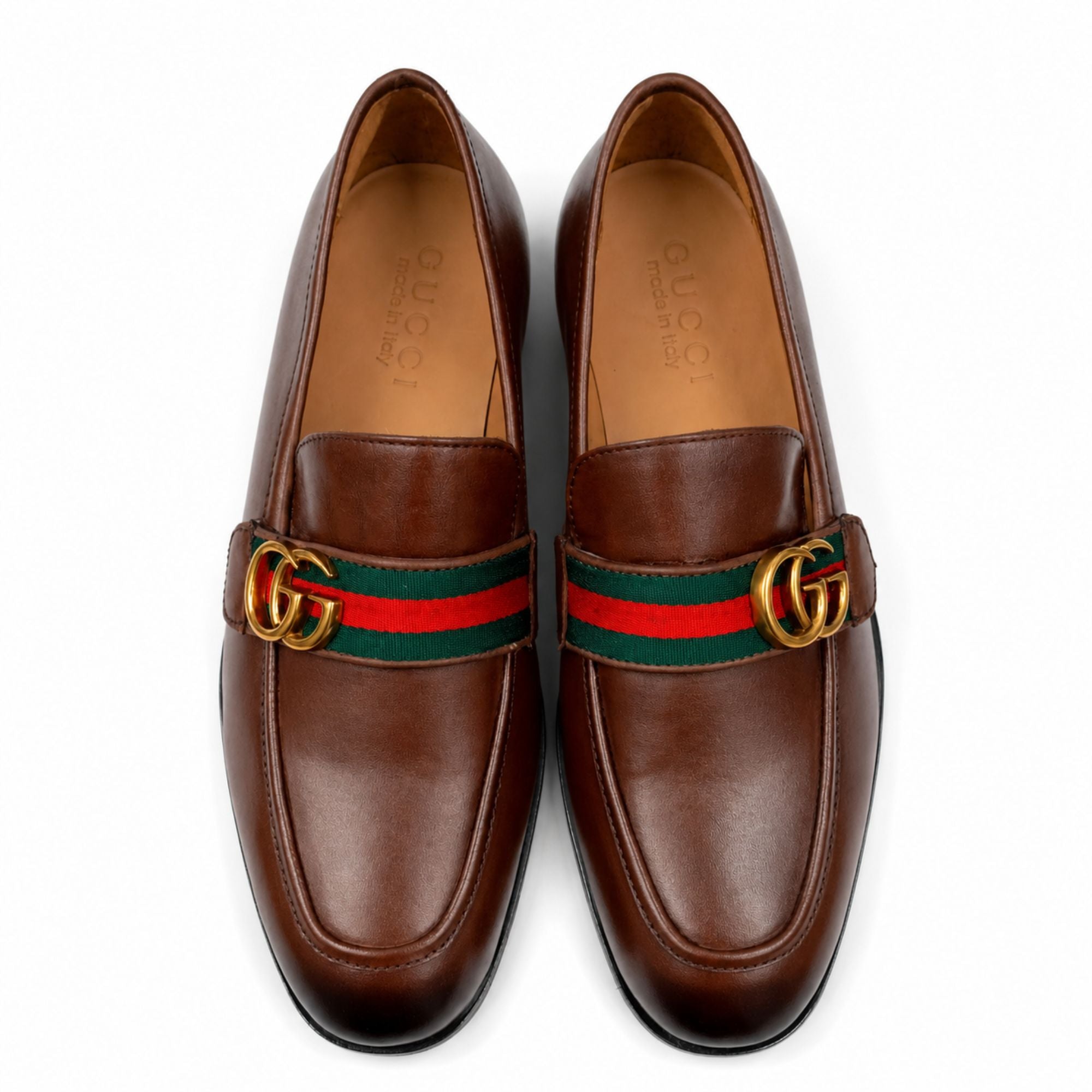 Gucci Donnie Double G Leather Loafers for Men - Brown
