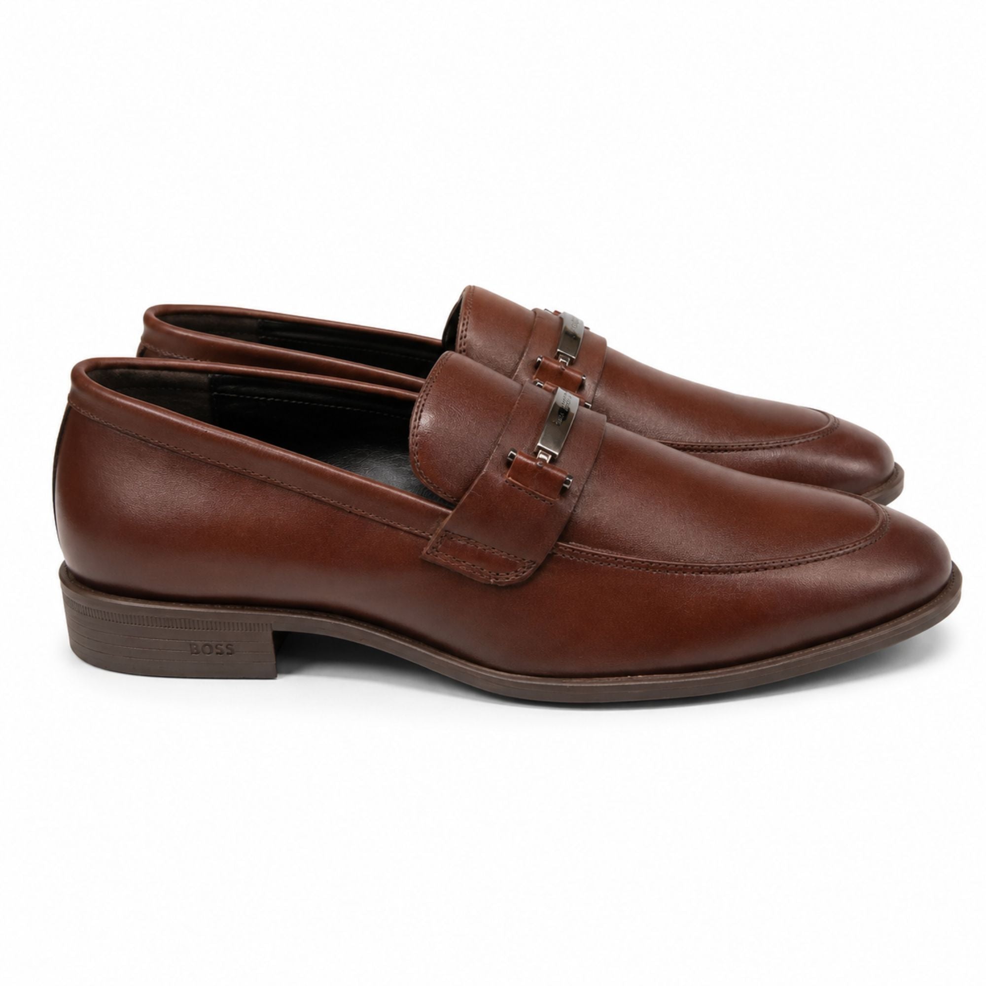 Boss Men’s Premium Penny Loafer Leather Shoes - Brown