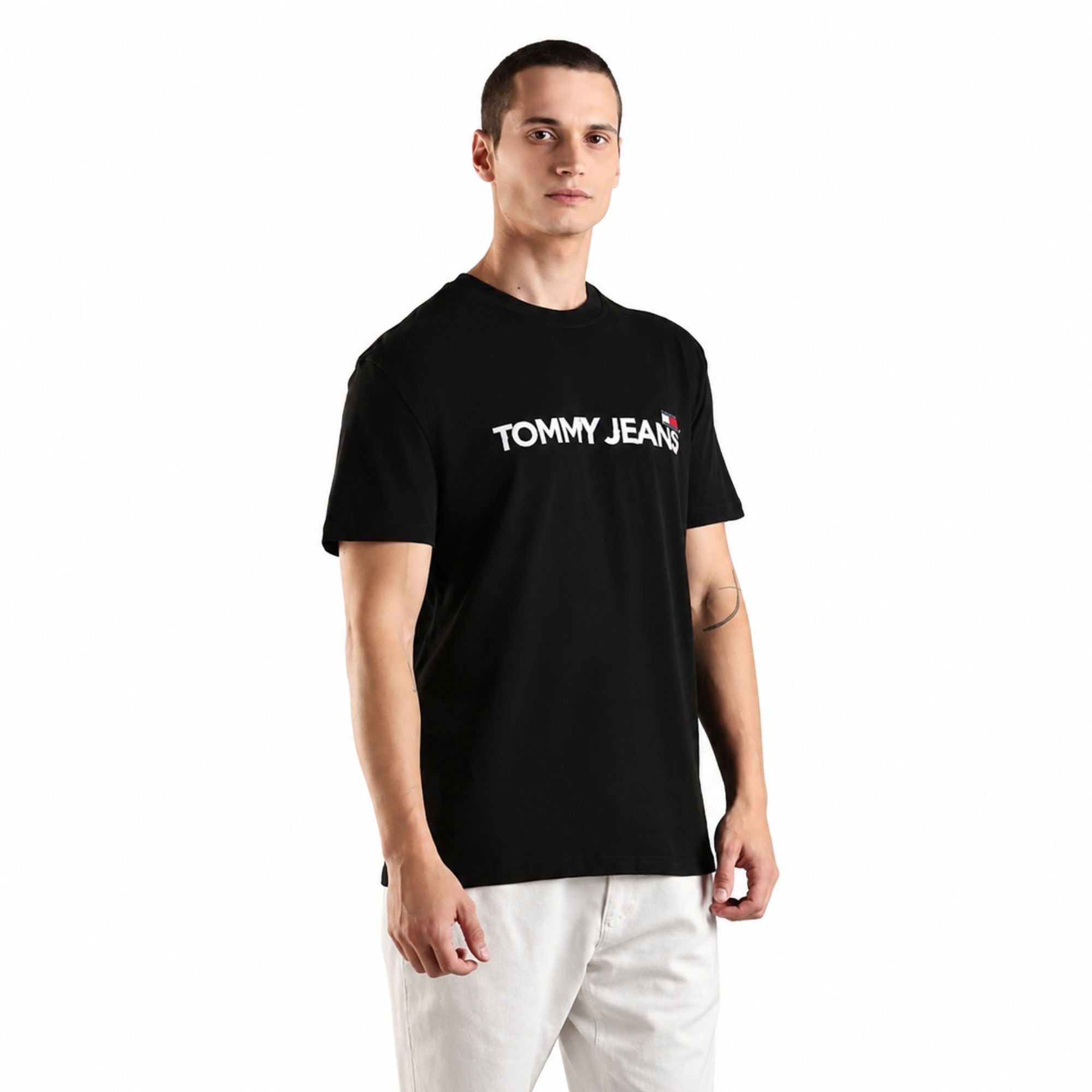 TOMMY HILFIGER Solid Regular Fit Cotton T-Shirt - Black