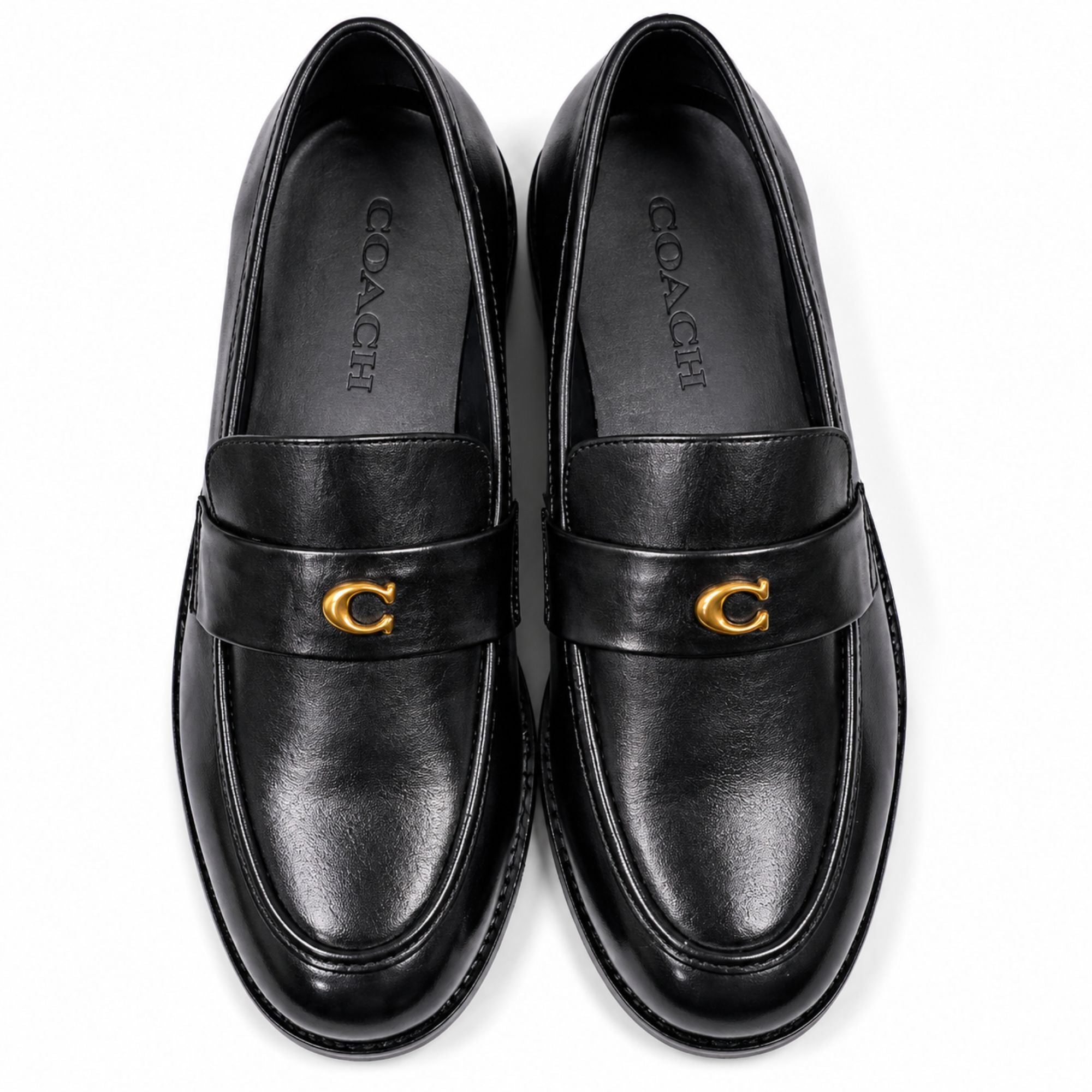 COACH Men’s Premium Leather Loafers - Black