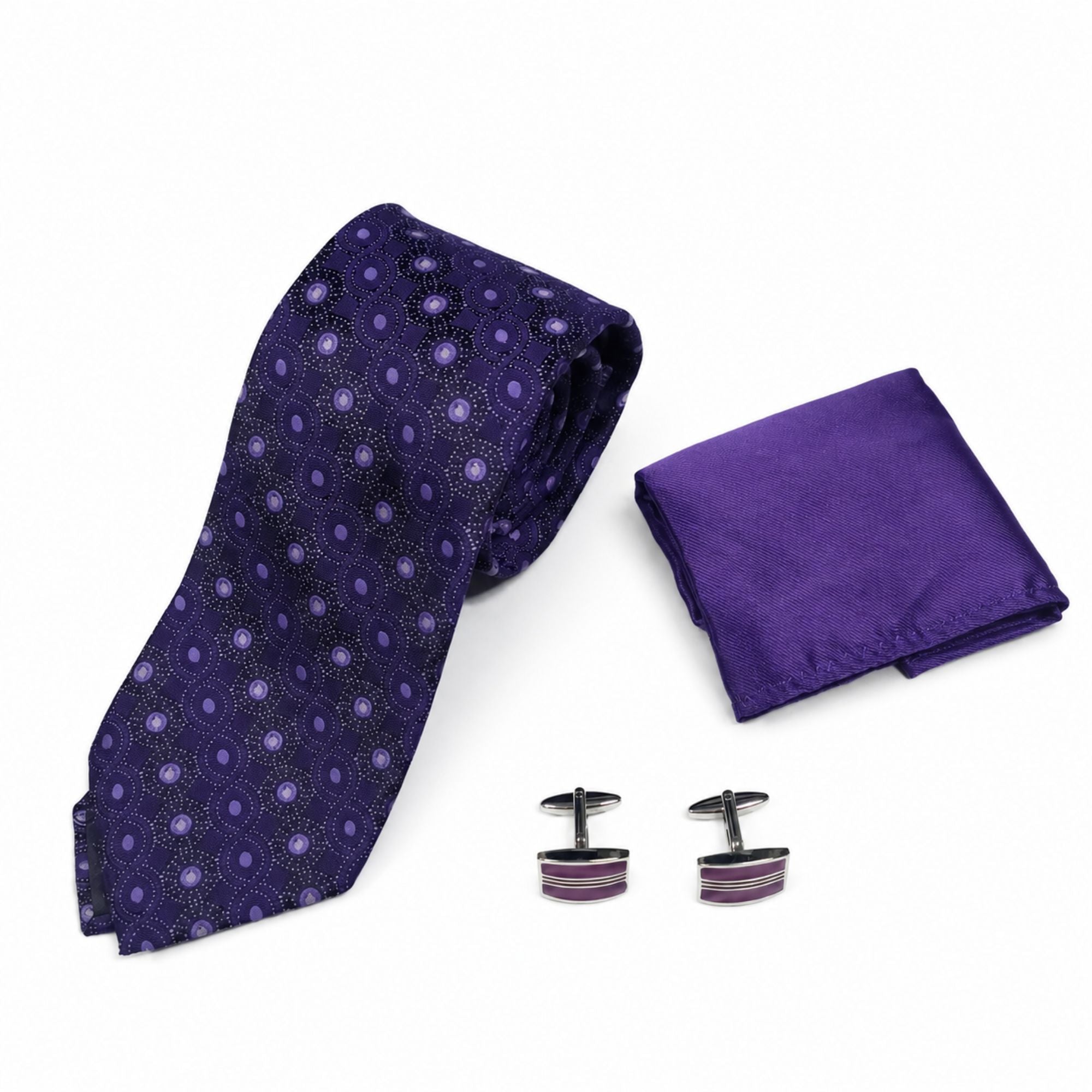 BlackBerry Premium Tie, Pocket Square & Cufflink Combo - Purple