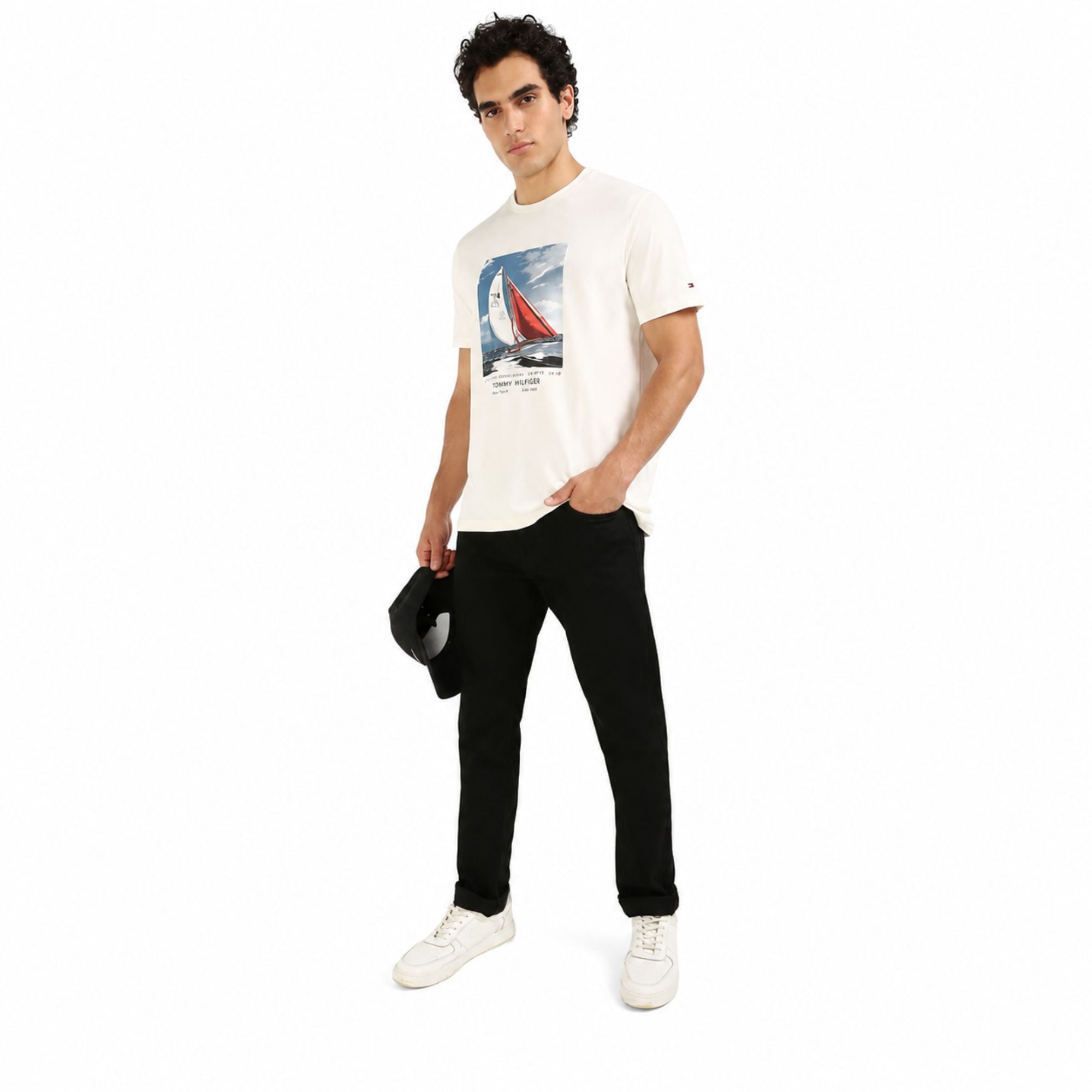 TOMMY HILFIGER Sailboat Print Regular Fit T-Shirt - Ivory