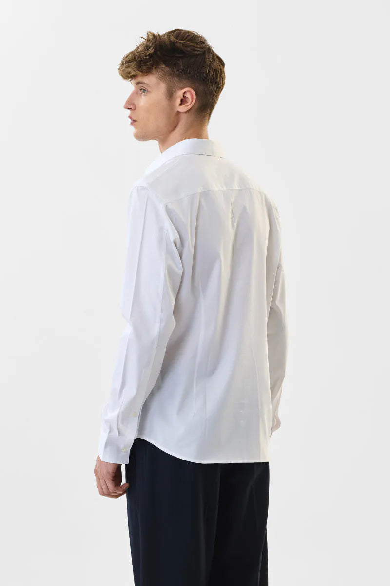 Snitch Men White Slim Fit Stretch Luxe Casual Shirt