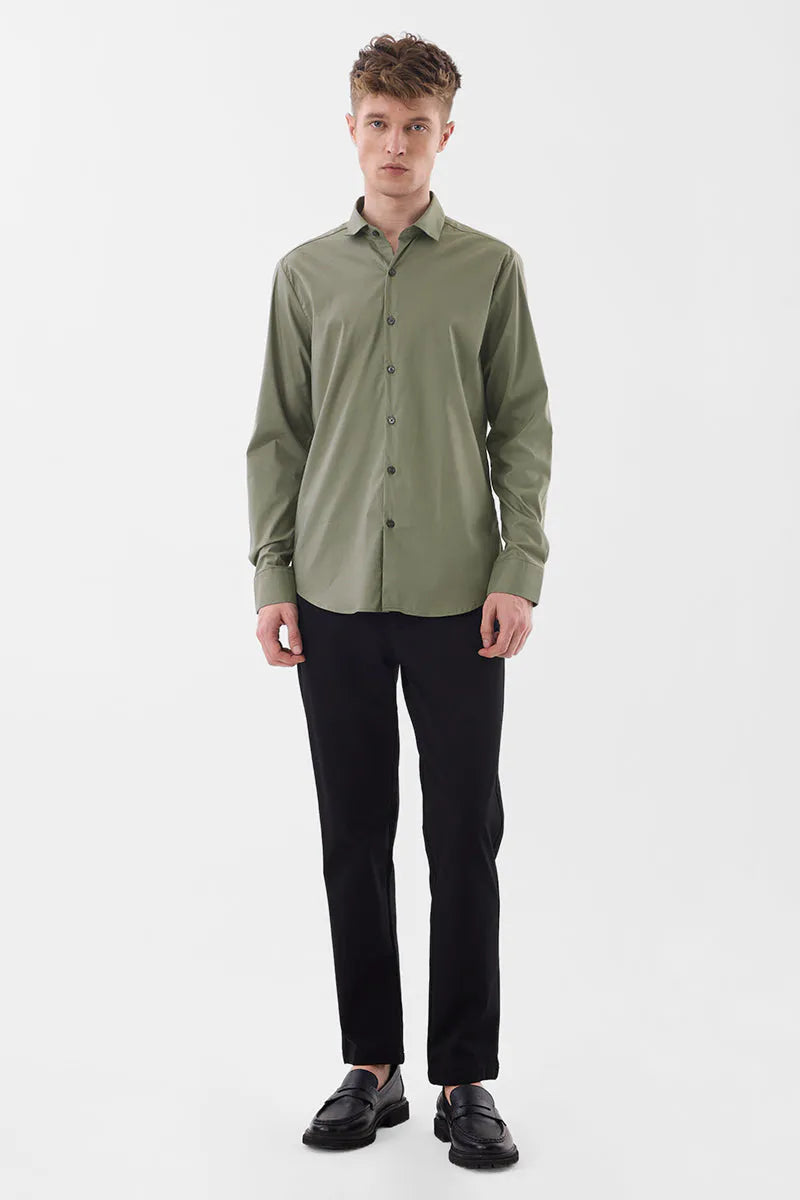 Snitch Men Olive Slim Fit Stretch Luxe Casual Shirt for Men