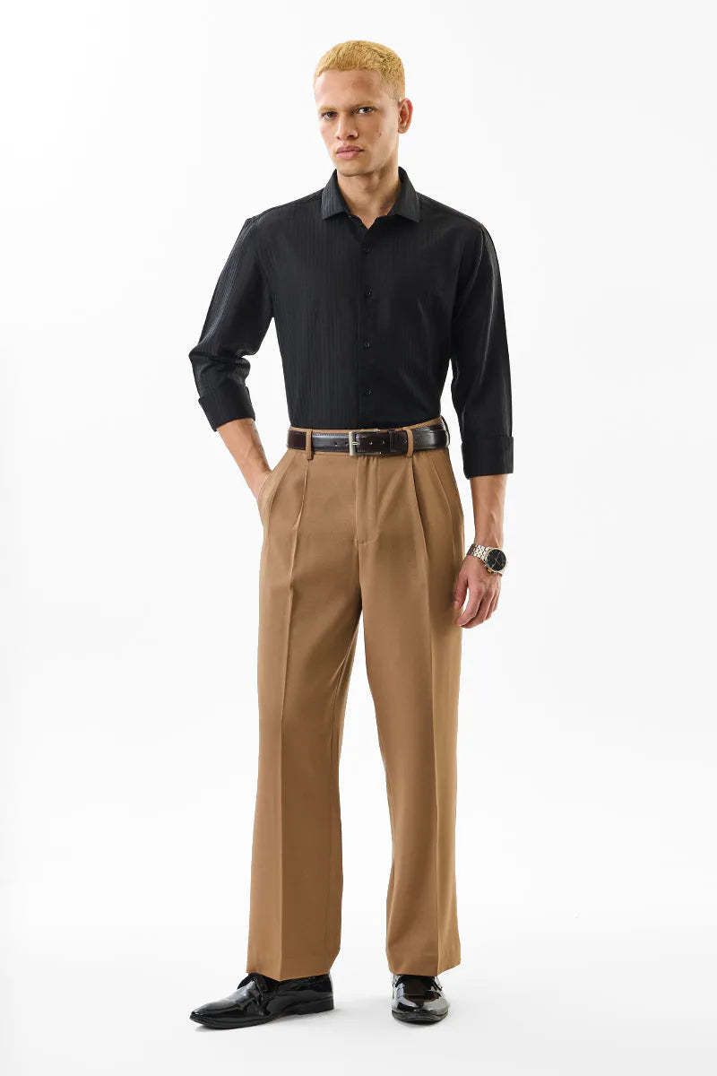 Snitch Men Black Textured Slim Fit Luxe Casual Shirt for Men