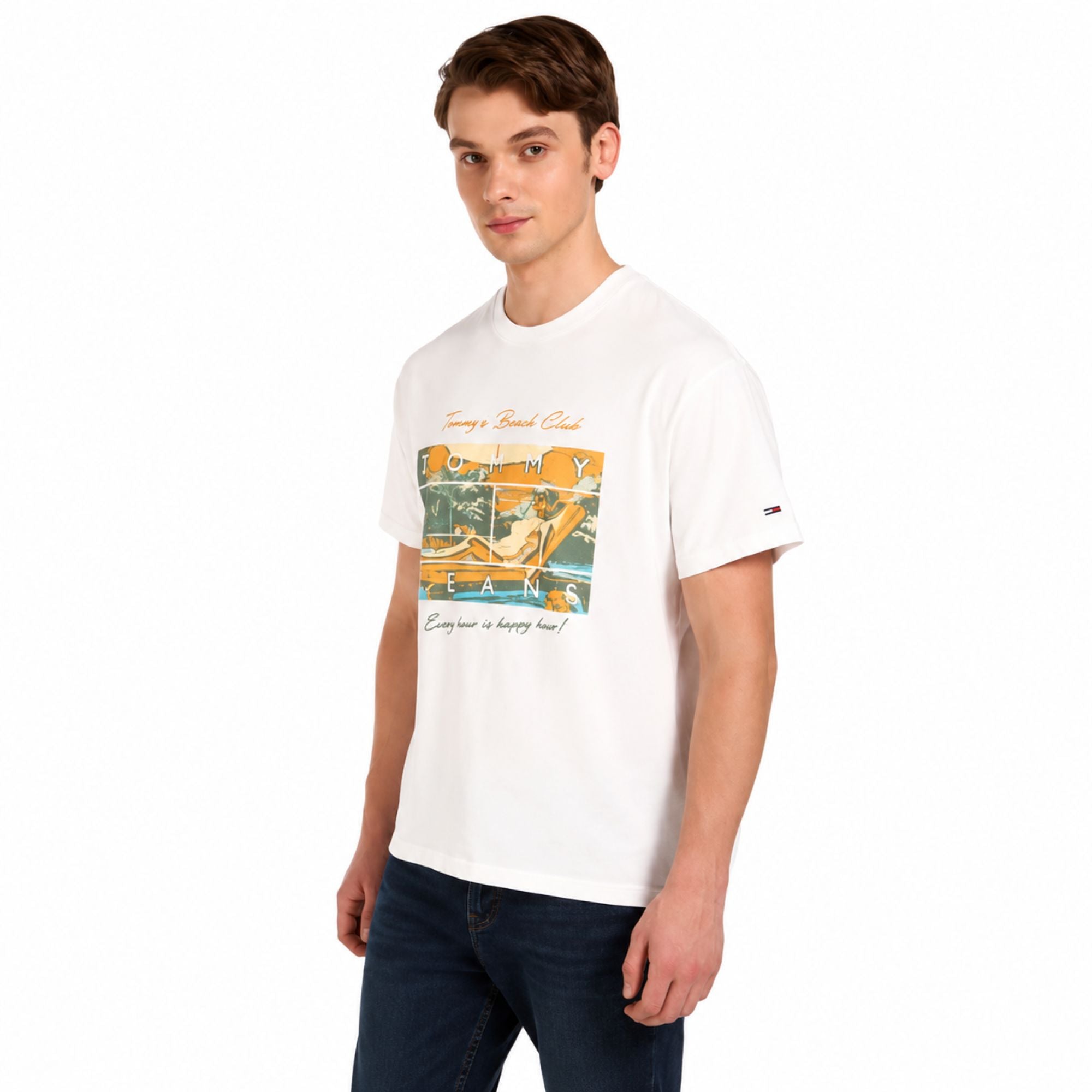 TOMMY HILFIGER Men Graphic Print Round Neck T-Shirt - White