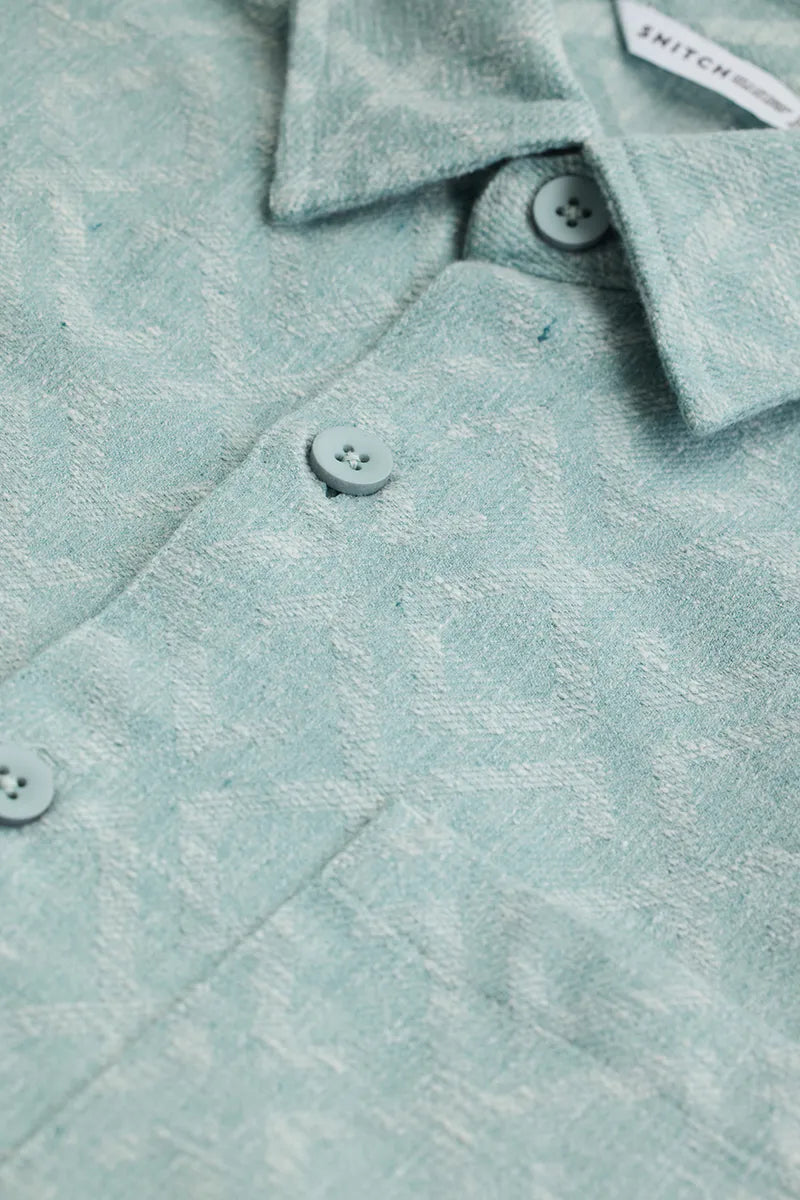 Snitch Blue Geometric Regular Fit Overshirt for Men