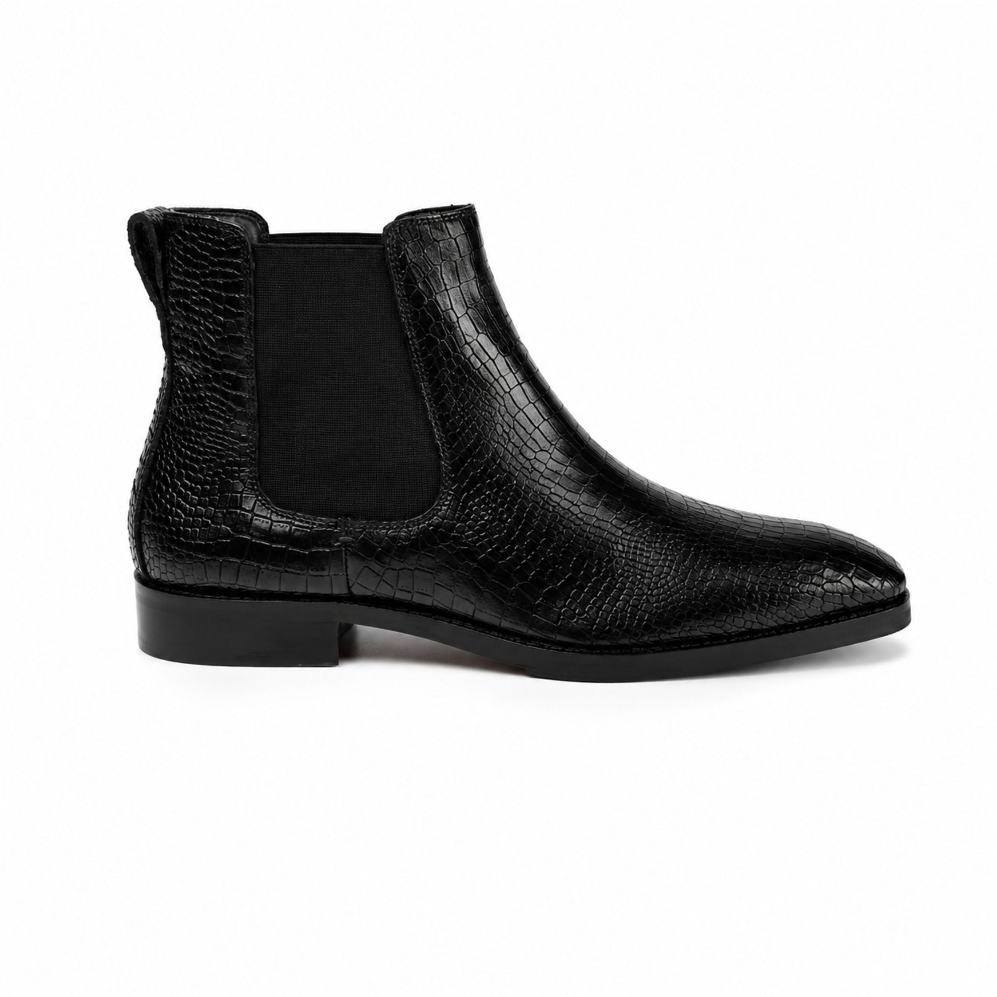 Brooks Brothers Croc Texture Chelsea Boots for Men’s - Black