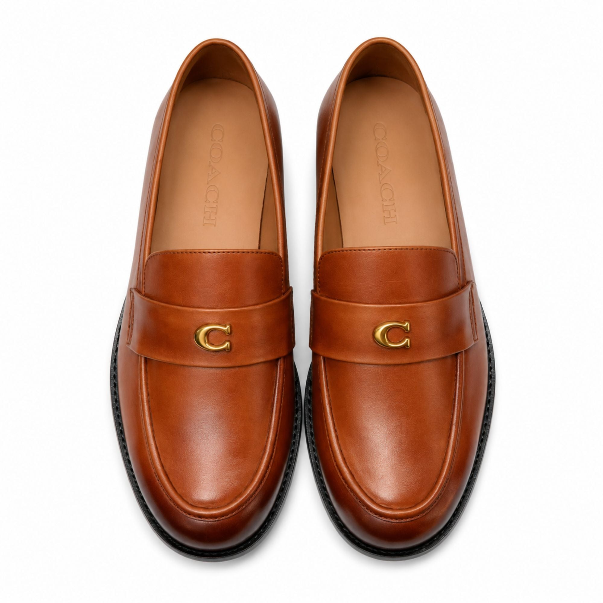 COACH Men’s Premium Leather Loafers - Tan