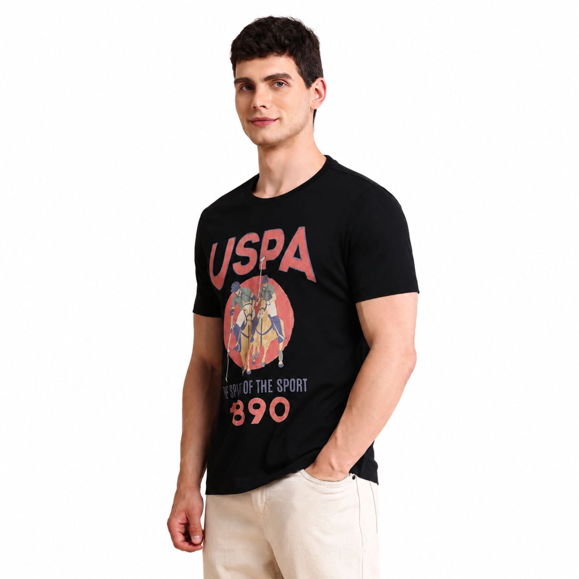U.S. Polo Assn. Denim Co. Graphic Printed Muscle Fit T-Shirt - Black