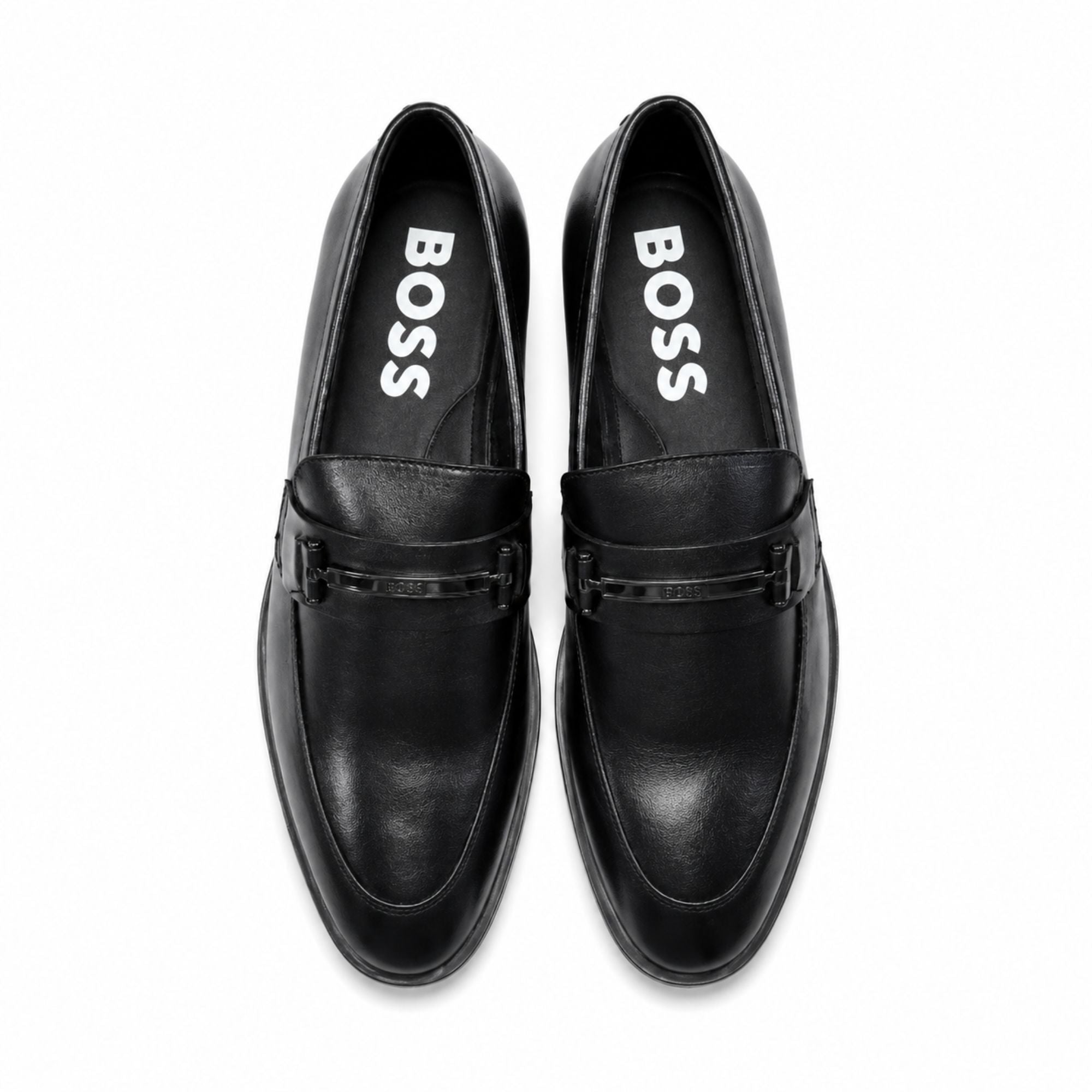 Boss Men’s Premium Penny Loafer Leather Shoes - Black