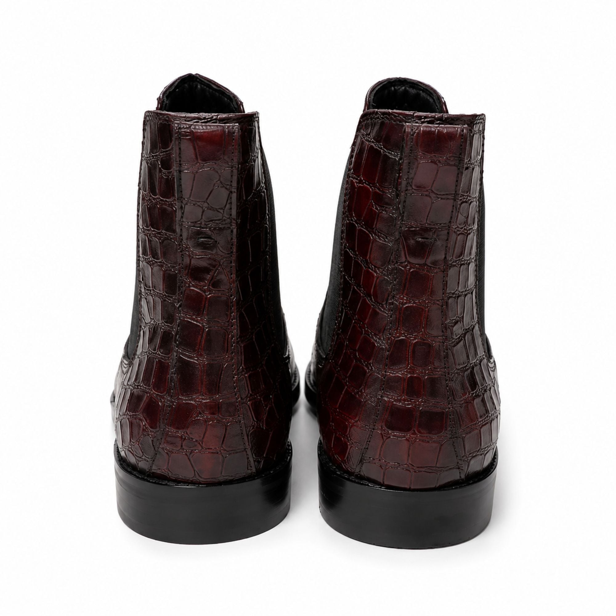 Brooks Brothers Croc Texture Chelsea Boots for Men’s - Burgundy