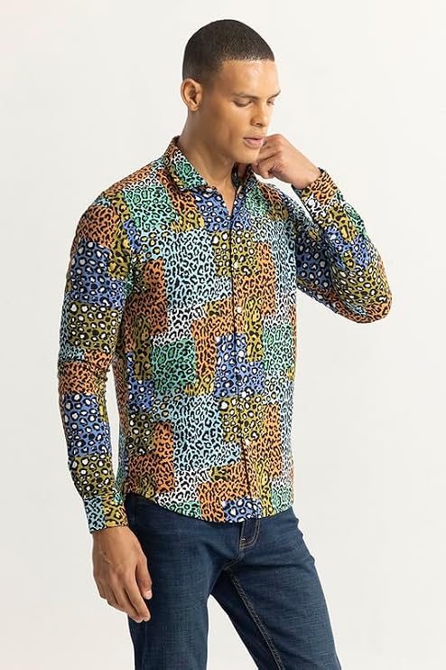 Snitch Multicolor Animal Print Slim Fit Shirt