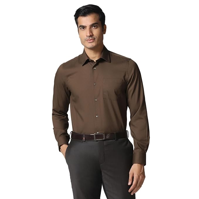 Blackberrys Men's Slim Fit Solid Brown Formal Shirt for Men