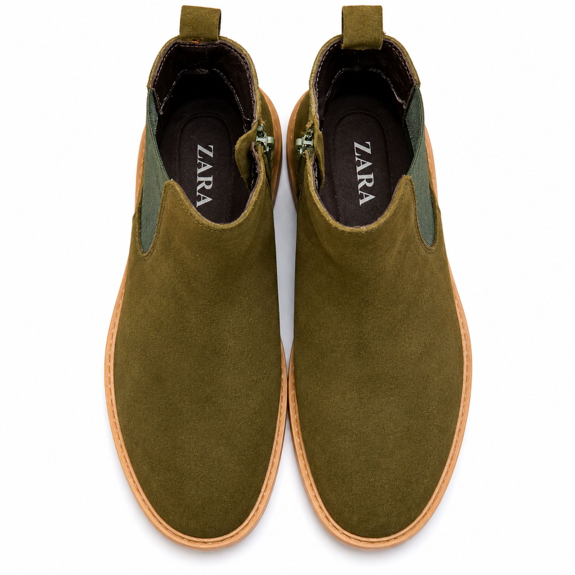 ZARA Maddox Chelsea Boots for Men - Olive