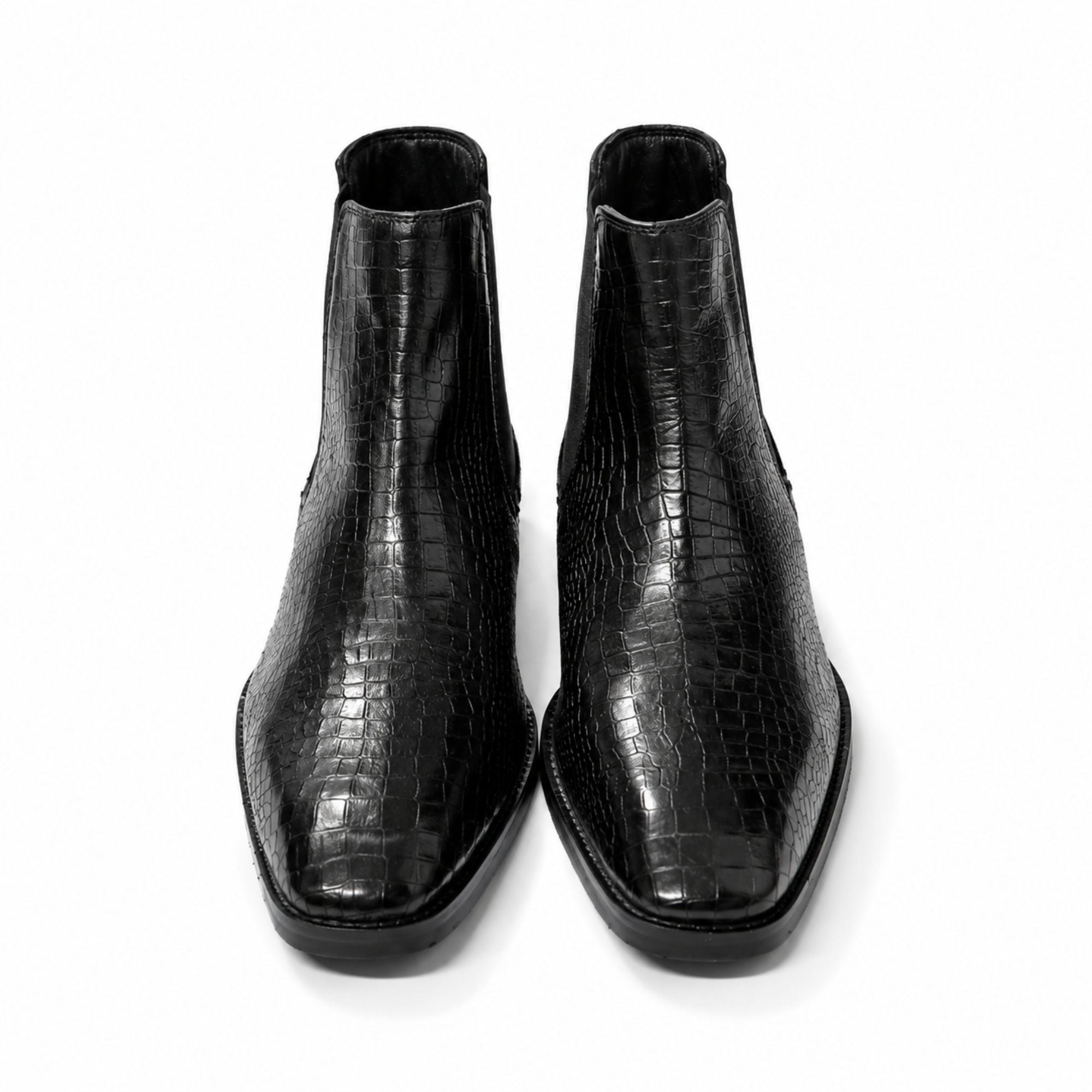 Brooks Brothers Croc Texture Chelsea Boots for Men’s - Black