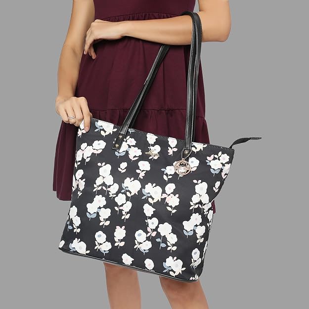 Lavie Flavo Women's Floral Tote Bag Black | Stylish Work Handbag