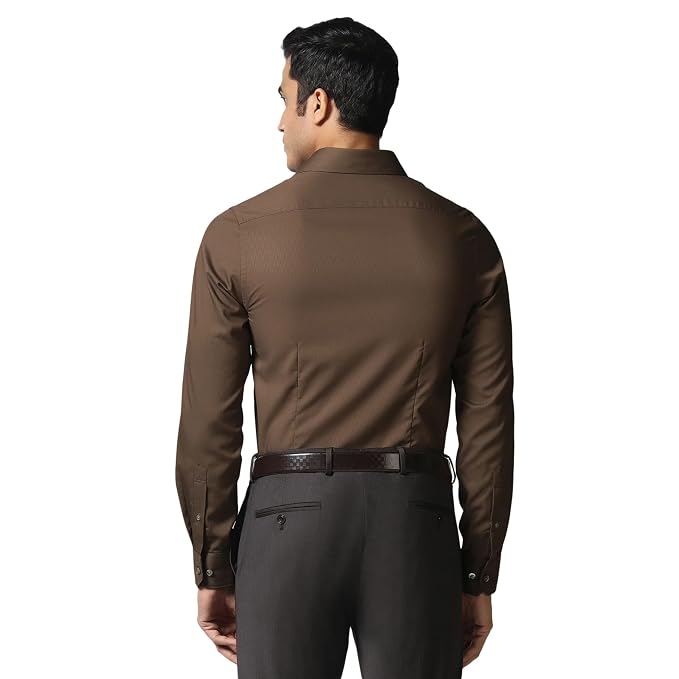 Blackberrys Men's Slim Fit Solid Brown Formal Shirt for Men