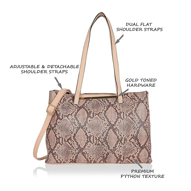 Lavie Pyth Viga Women's Light Pink Medium Satchel Bag | Stylish Purse
