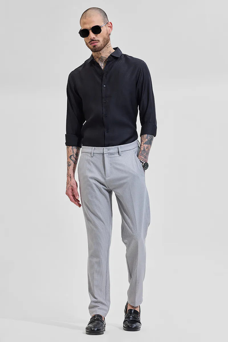 Snitch Black Geometric Slim Fit Full Sleeve Casual Shirt for Men