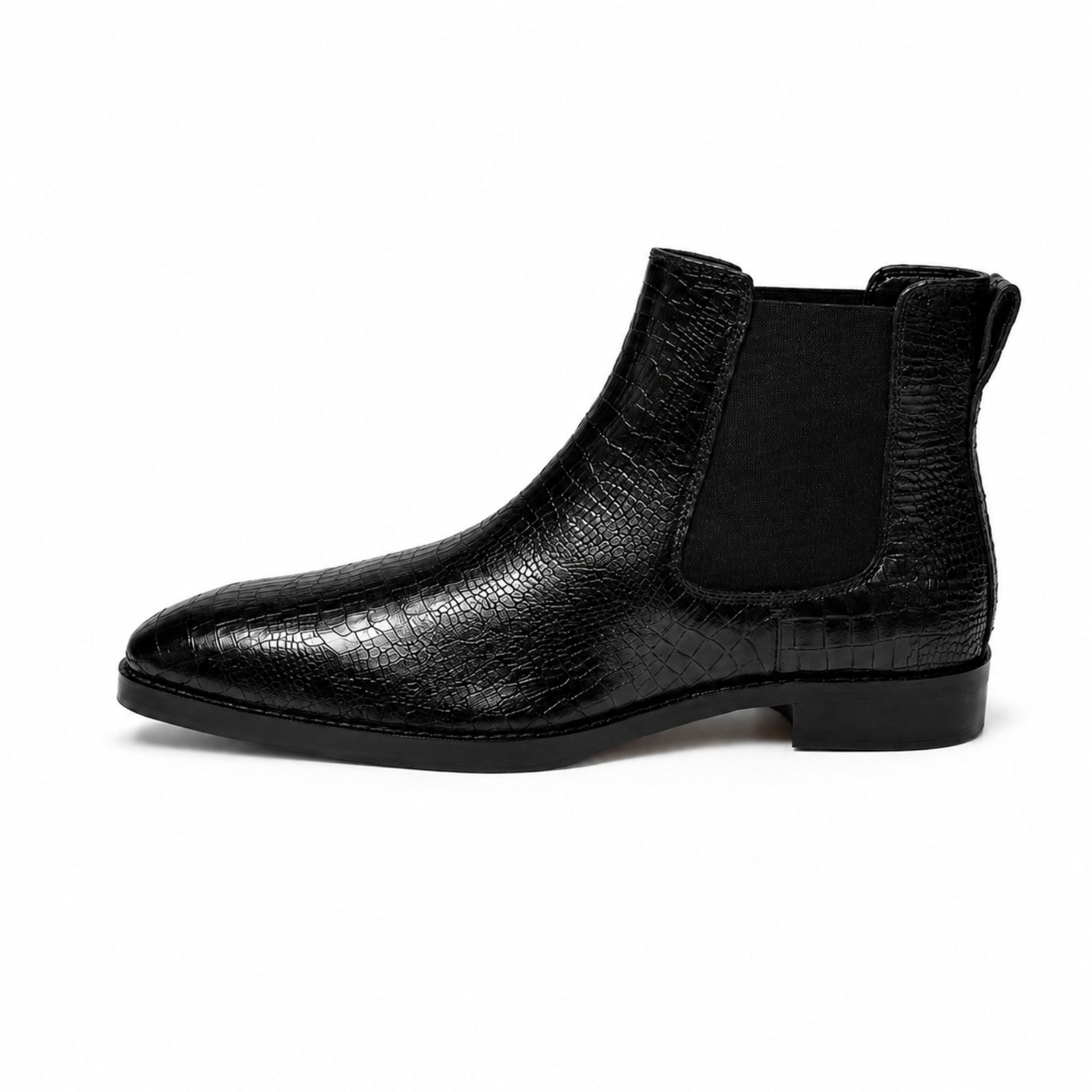 Brooks Brothers Croc Texture Chelsea Boots for Men’s - Black