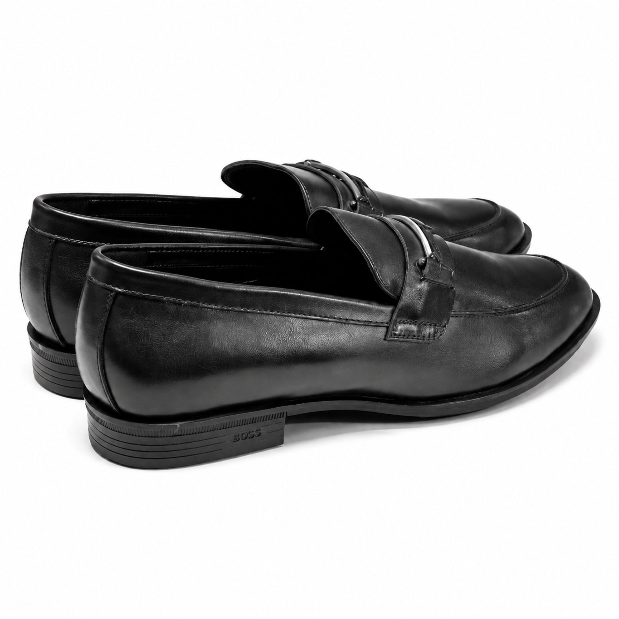 Boss Men’s Premium Penny Loafer Leather Shoes - Black