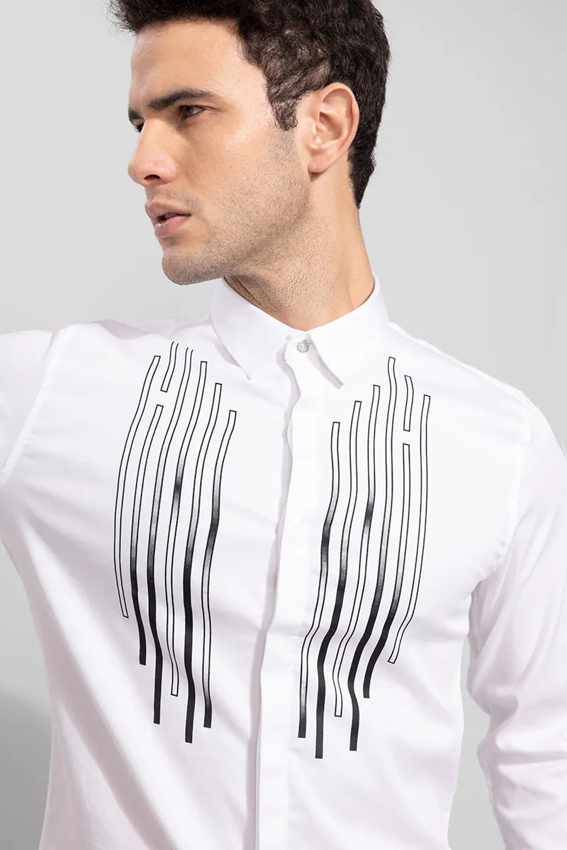 Snitch Box Stripe White Shirt for Men
