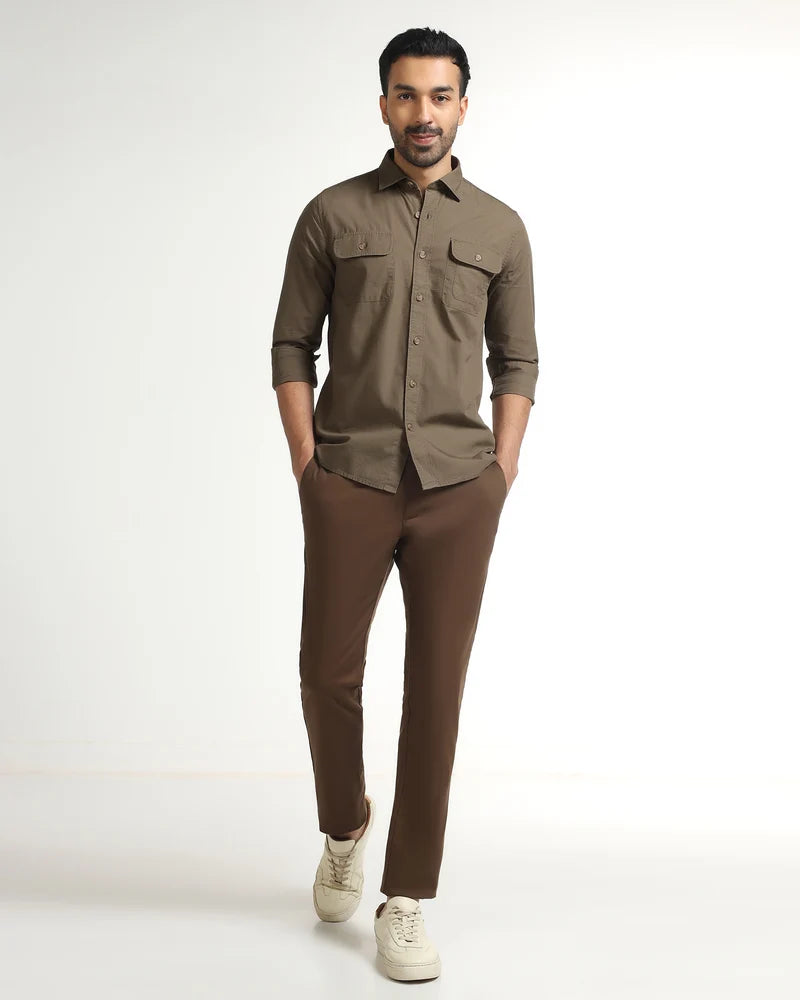Blackberrys Renob Khaki Solid Casual Shirt for Men – Premium Fit