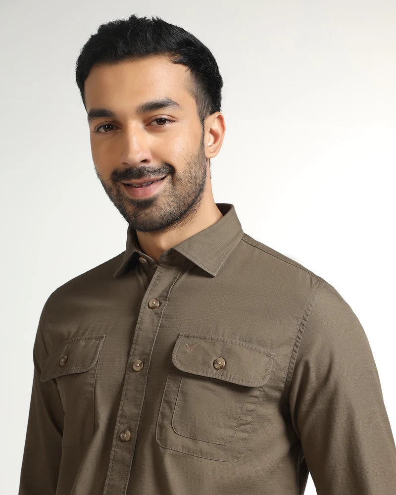 Blackberrys Renob Khaki Solid Casual Shirt for Men – Premium Fit