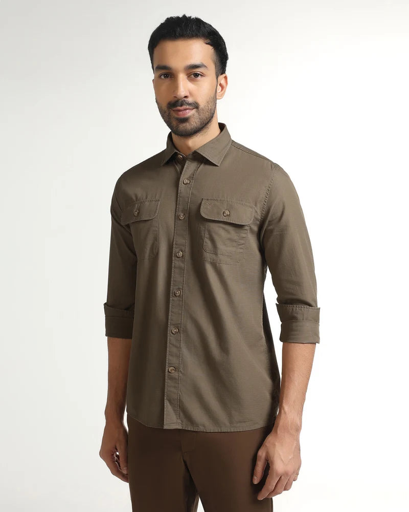 Blackberrys Renob Khaki Solid Casual Shirt for Men – Premium Fit