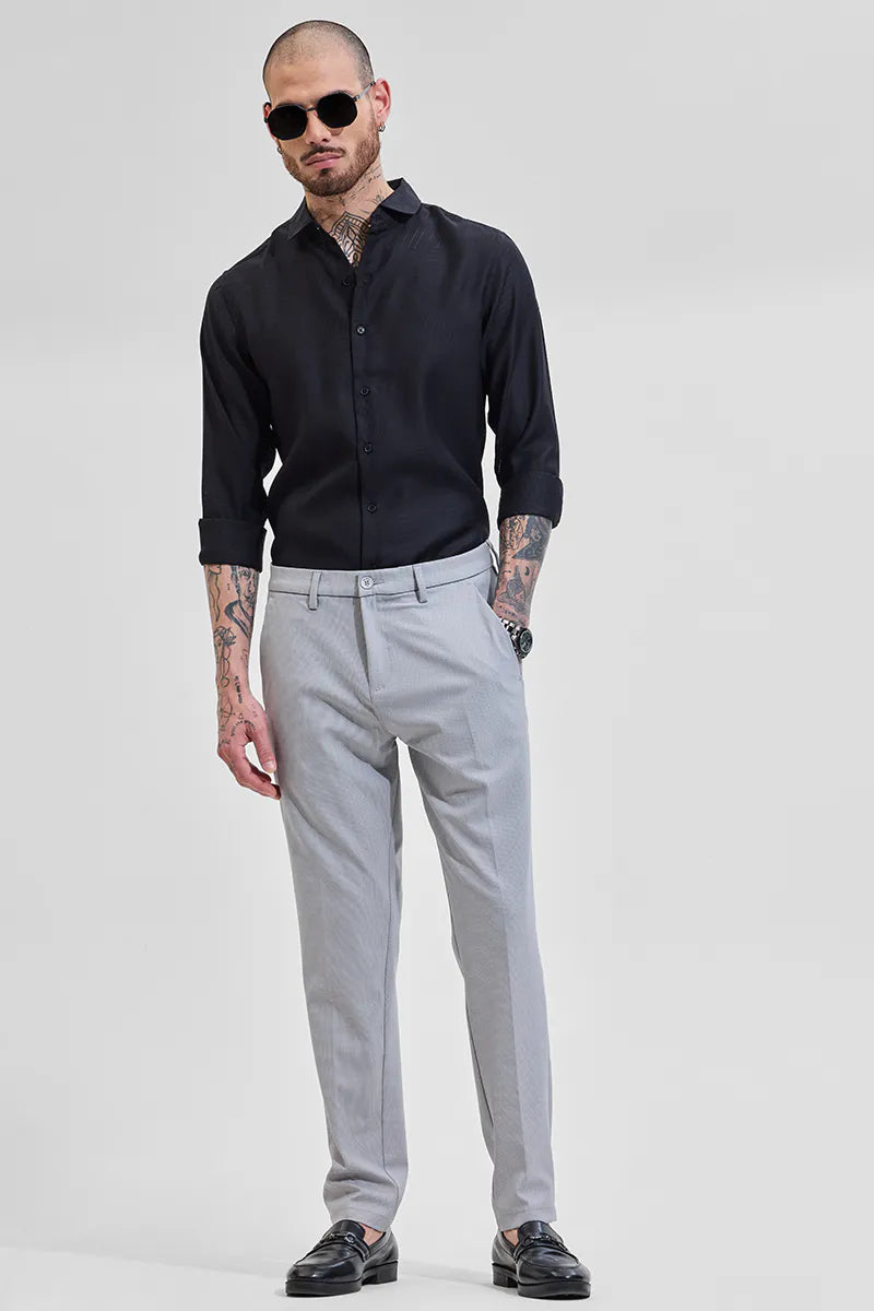 Snitch Black Geometric Slim Fit Full Sleeve Casual Shirt for Men