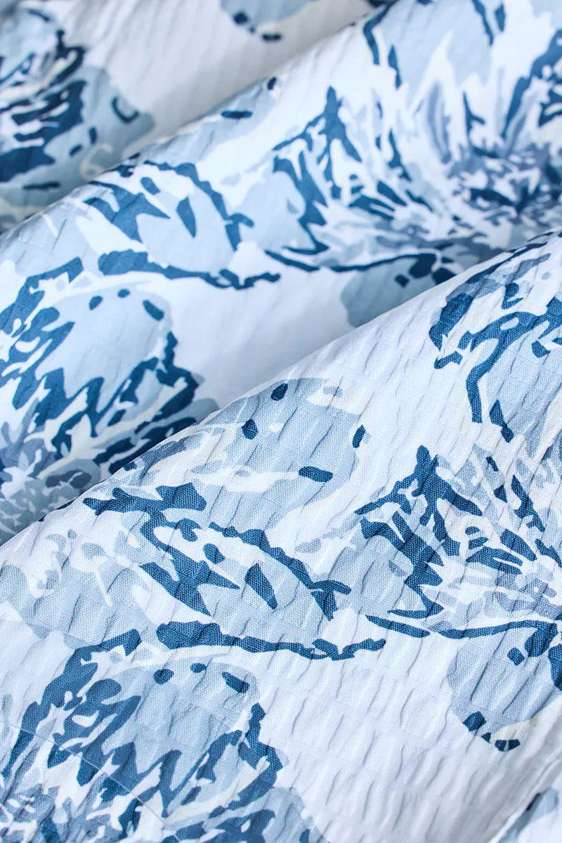 Snitch Light Blue Floral Slim Fit Casual Shirt