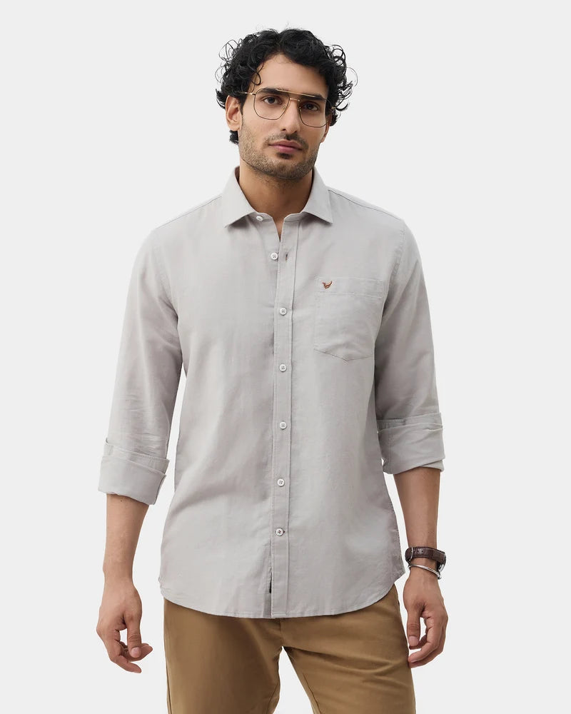 Blackberrys Slim Fit Cotton Twill Grey Formal Shirt for Men