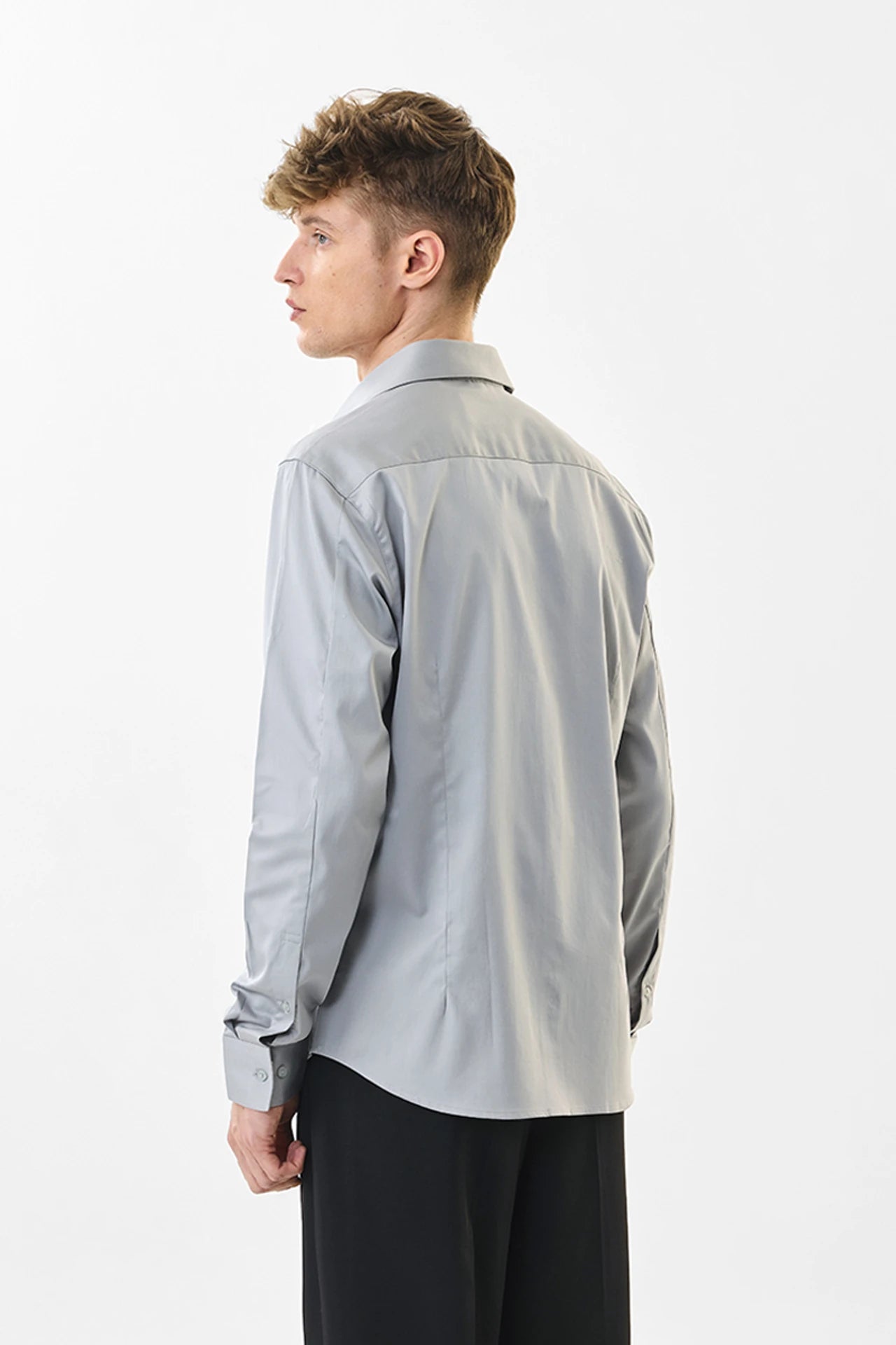 Snitch Men Grey Slim Fit Stretch Luxe Casual Shirt for Men