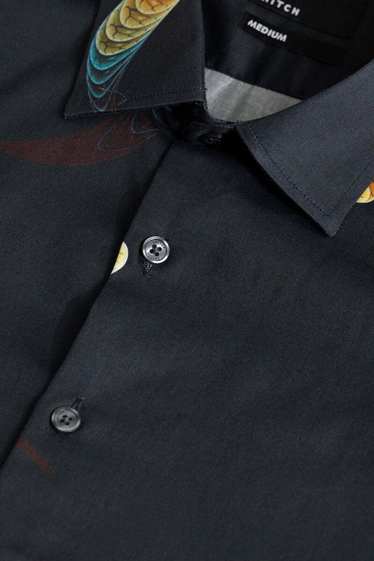 Snitch Dark Blue Printed Slim Fit Casual Shirt