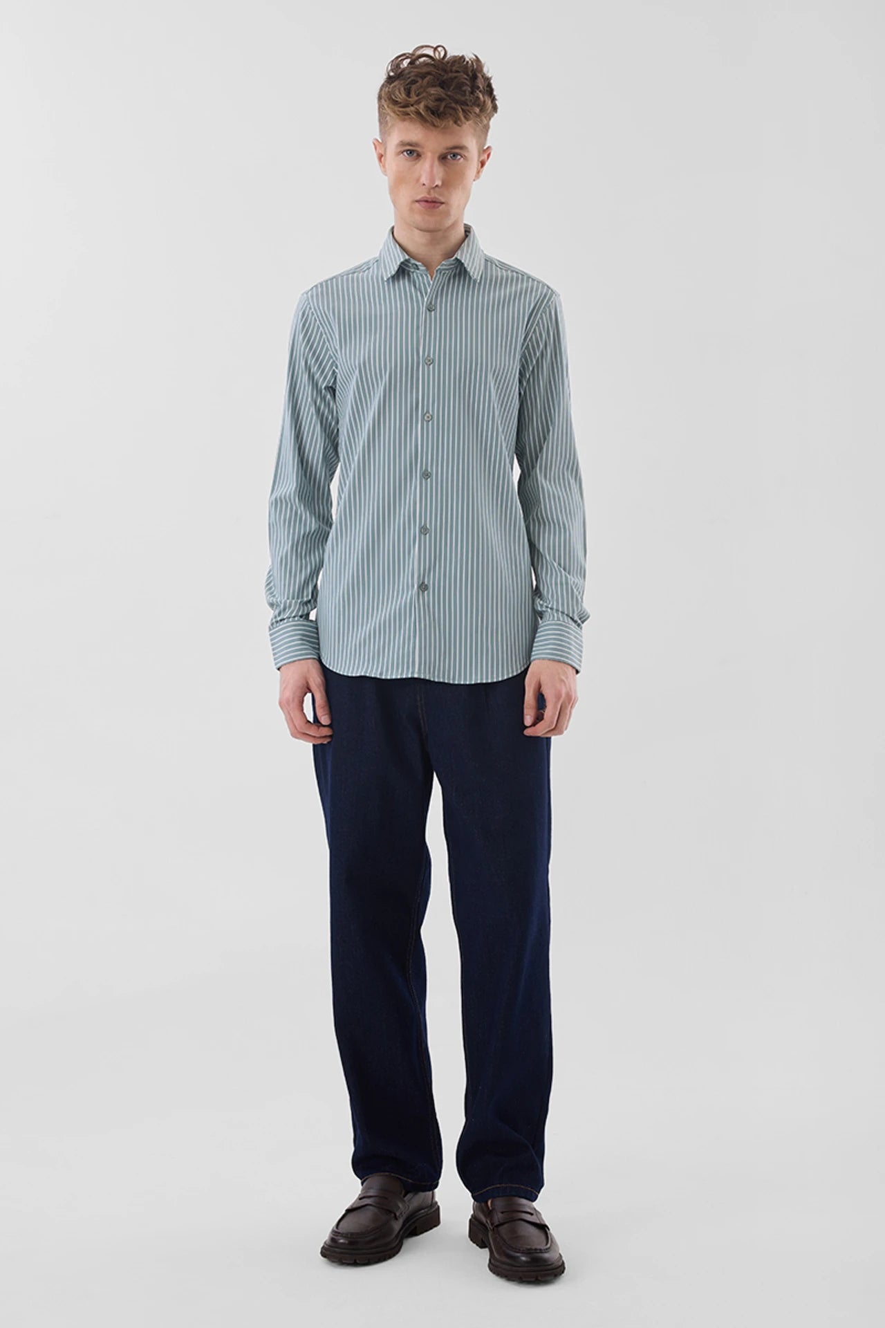 Snitch Men Grey Striped Slim Fit Luxe Casual Shirt